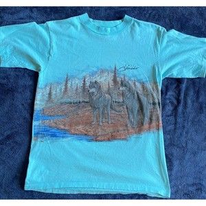 Vintage Vail Colorado Wolf Oneita Single Stich Tshirt 1988, 80s 90s Men's Size L